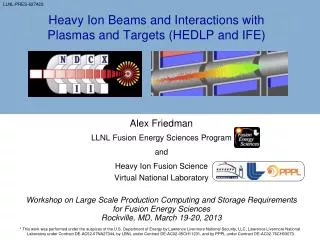 Heavy Ion Beams and Interactions with Plasmas and Targets (HEDLP and IFE)