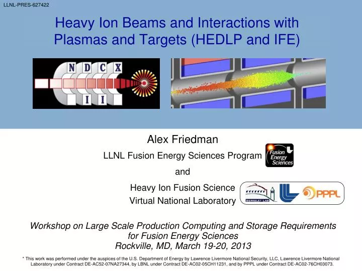 heavy ion beams and interactions with plasmas and targets hedlp and ife