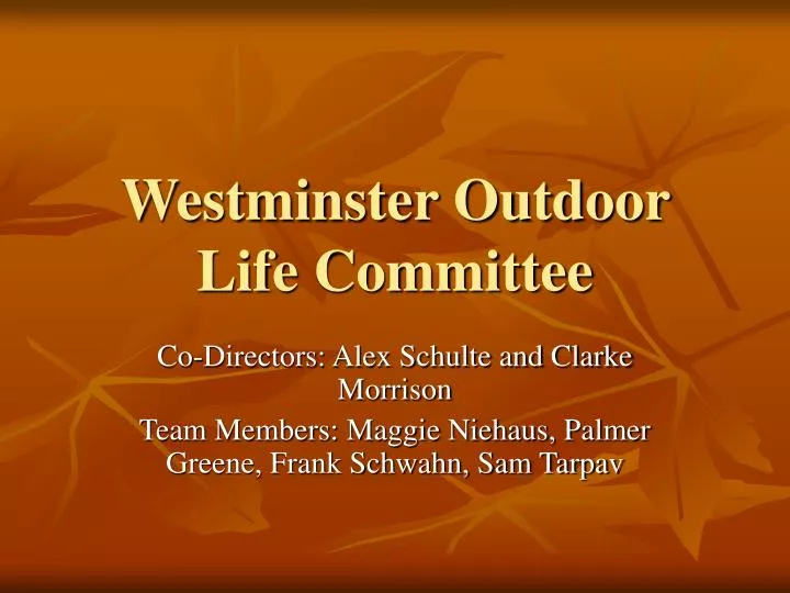 westminster outdoor life committee