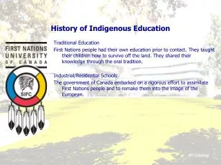 History of Indigenous Education