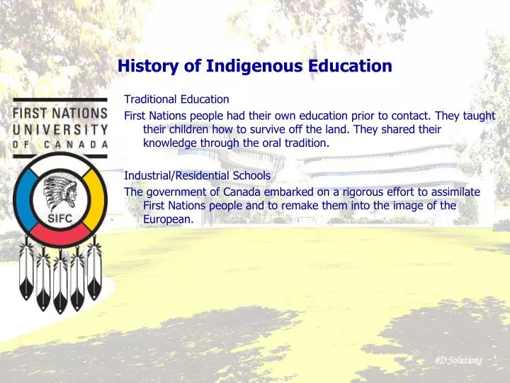 history of indigenous education