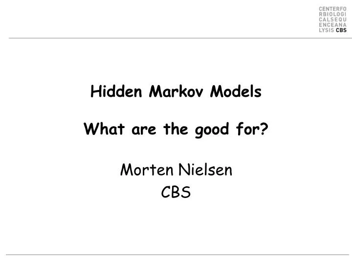 hidden markov models what are the good for