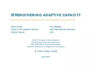 Adaptation Capacity How can it be strengthened?