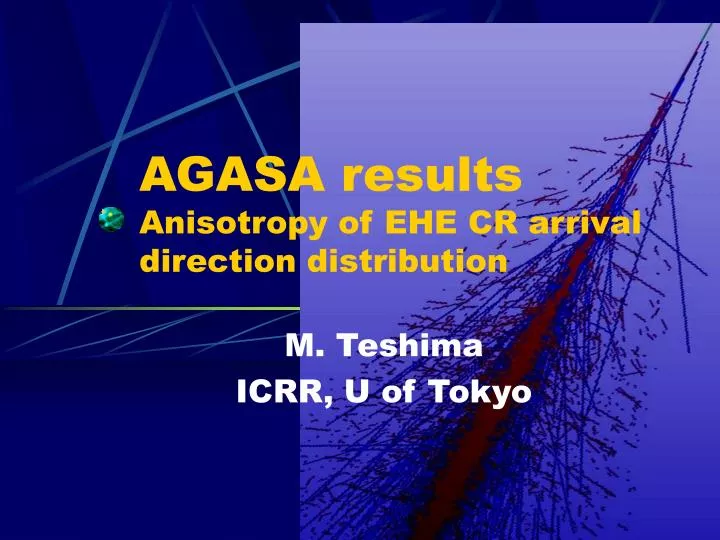agasa results anisotropy of ehe cr arrival direction distribution