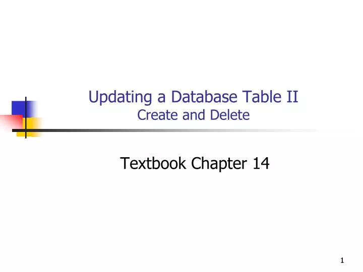 updating a database table ii create and delete