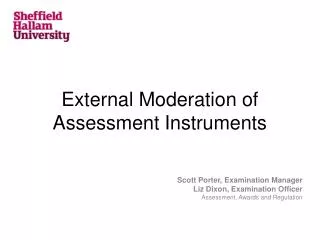 External Moderation of Assessment Instruments