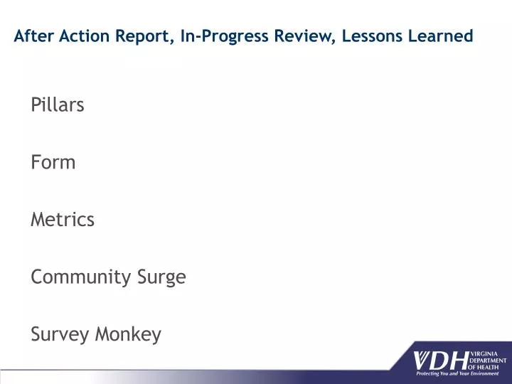 after action report in progress review lessons learned