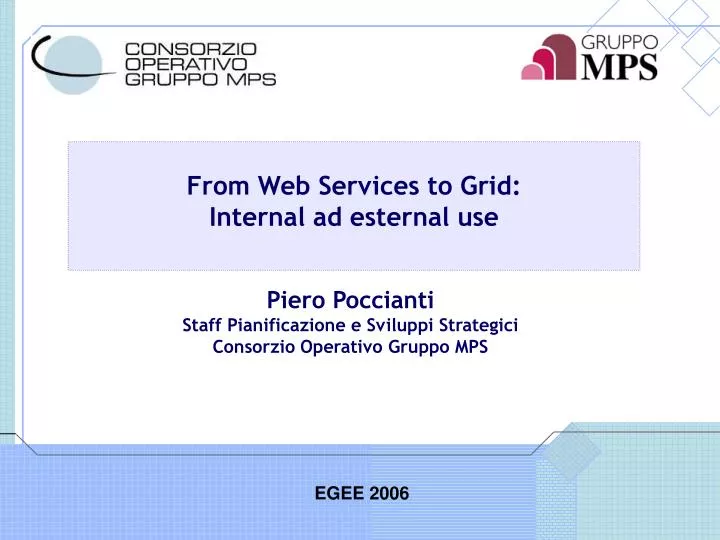 from web services to grid internal ad esternal use