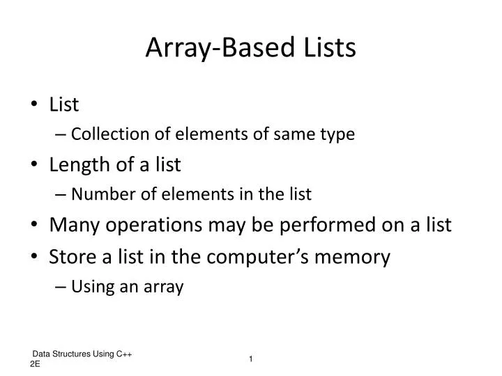 array based lists