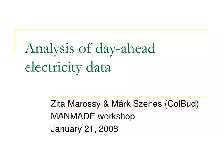 analysis of day ahead electricity data