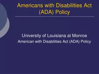 Americans with Disabilities Act (ADA) Policy