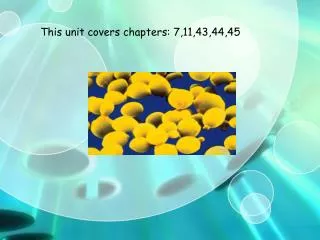 This unit covers chapters: 7,11,43,44,45