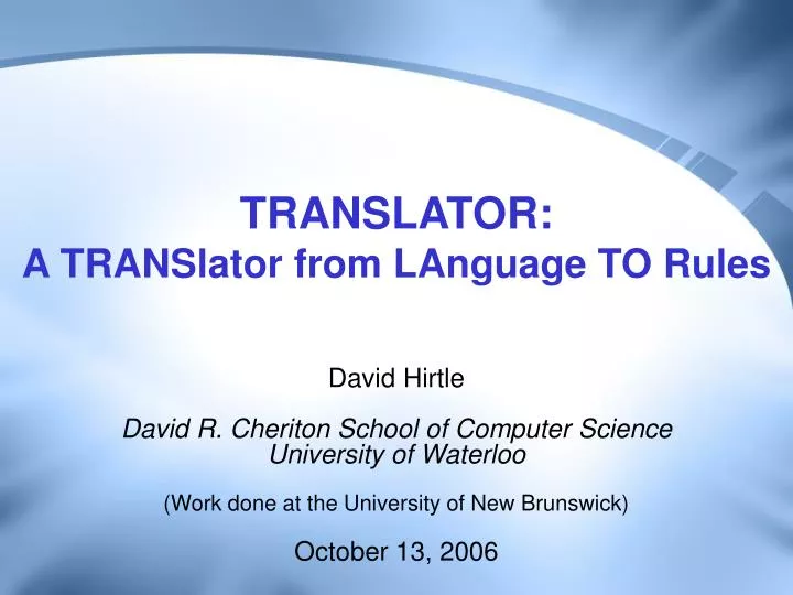 translator a translator from language to rules