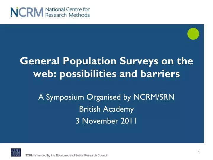 general population surveys on the web possibilities and barriers