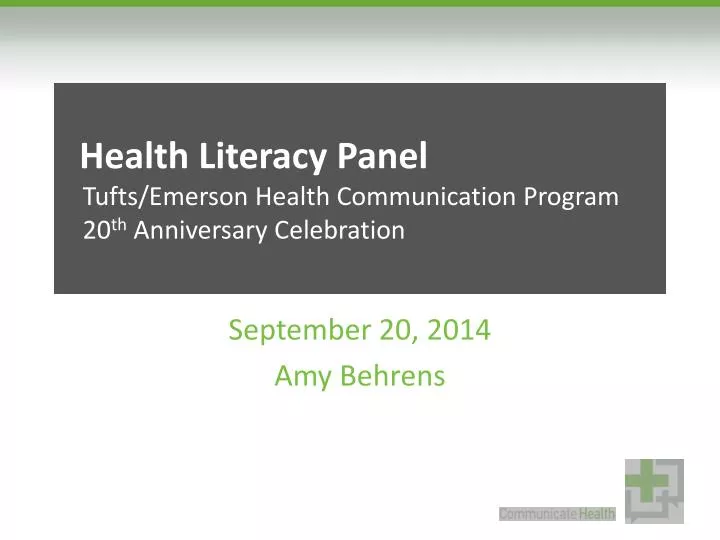 health literacy panel tufts emerson health communication program 20 th anniversary celebration