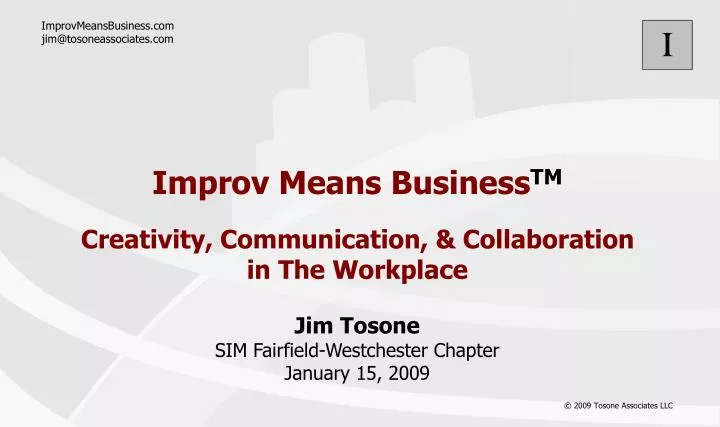 improv means business tm creativity communication collaboration in the workplace
