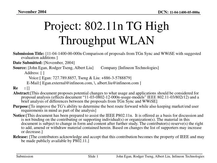 project 802 11n tg high throughput wlan