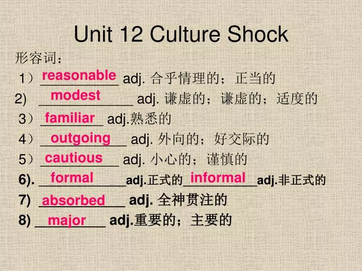 unit 12 culture shock