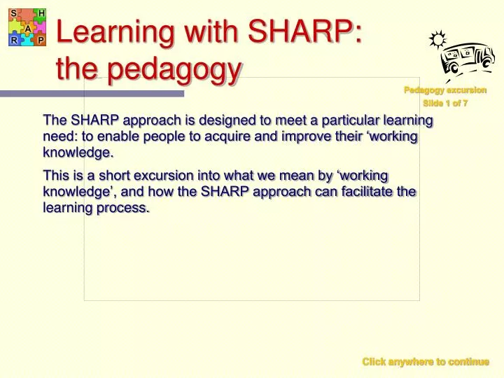 learning with sharp the pedagogy