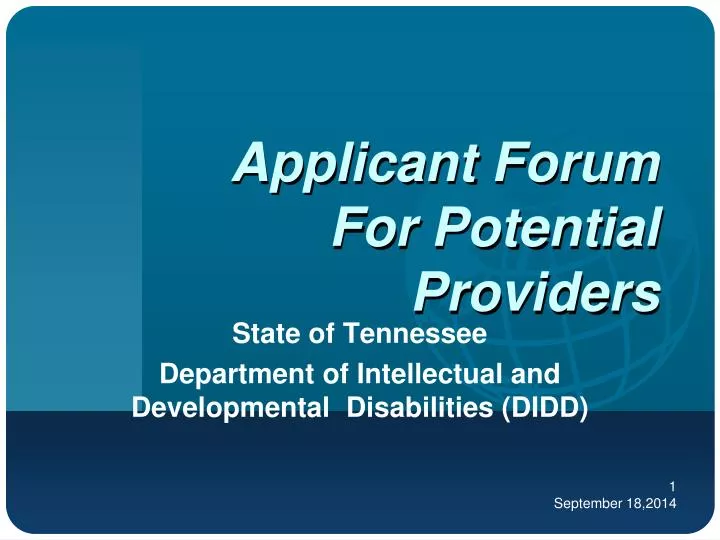 applicant forum for potential providers