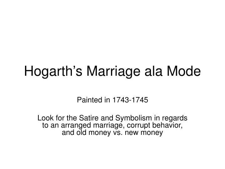 hogarth s marriage ala mode