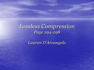 Lossless Compression Page 294-298