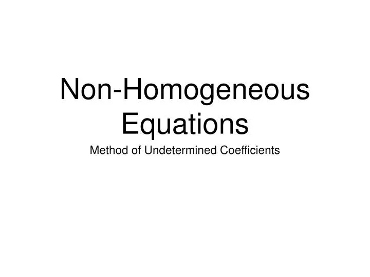 non homogeneous equations