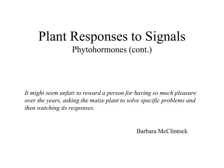 plant responses to signals phytohormones cont