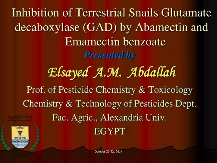 inhibition of terrestrial snails glutamate decaboxylase gad by abamectin and emamectin benzoate