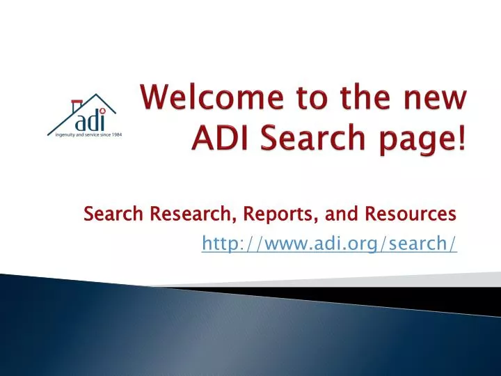 welcome to the new adi search page
