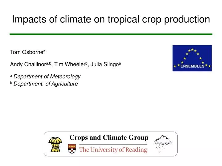impacts of climate on tropical crop production