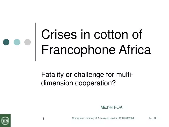 crises in cotton of francophone africa