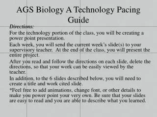 AGS Biology A Technology Pacing Guide