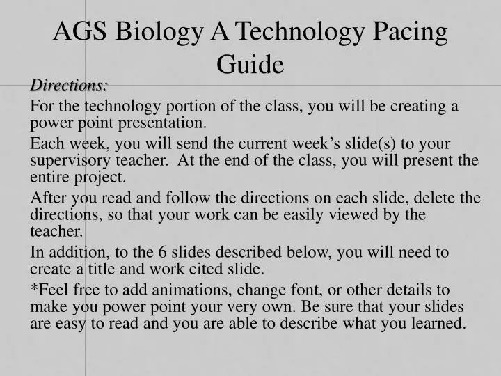 ags biology a technology pacing guide