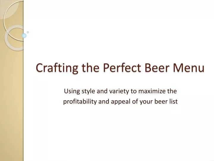 crafting the perfect beer menu