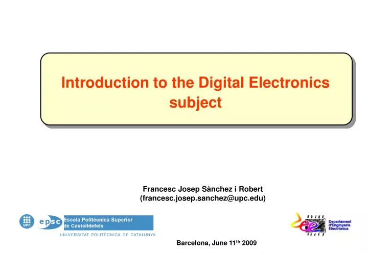 introduction to the digital electronics subject