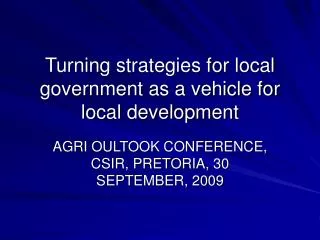 Turning strategies for local government as a vehicle for local development
