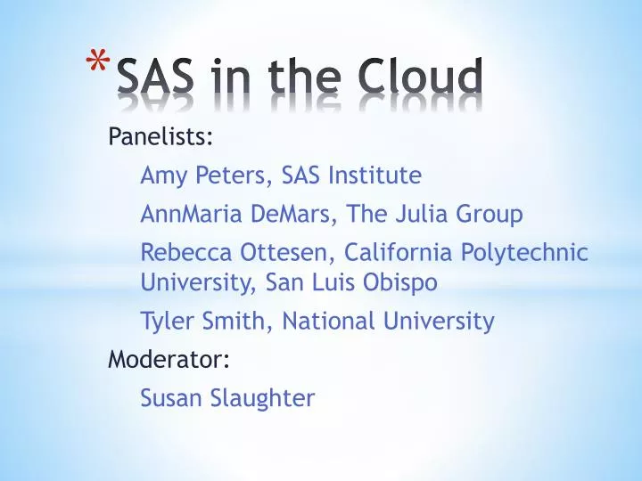 sas in the cloud
