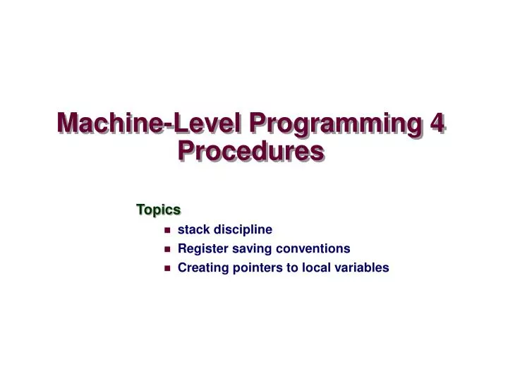 machine level programming 4 procedures