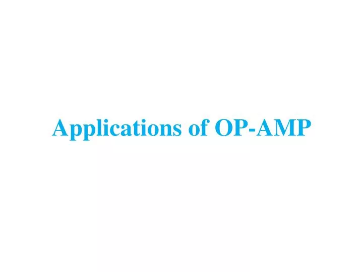 applications of op amp