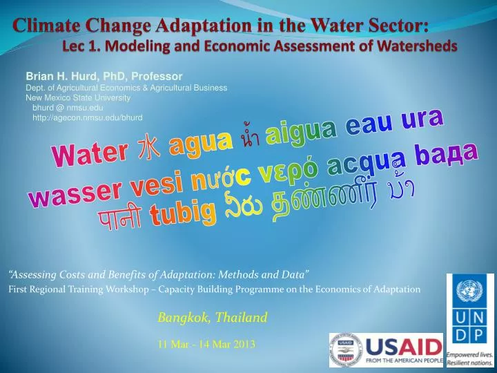 climate change adaptation in the water sector lec 1 modeling and economic assessment of watersheds