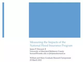 Measuring the Impacts of the National Flood Insurance Program