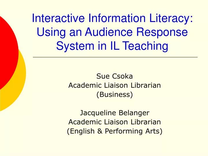 interactive information literacy using an audience response system in il teaching