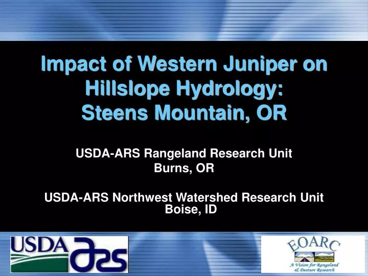 impact of western juniper on hillslope hydrology steens mountain or