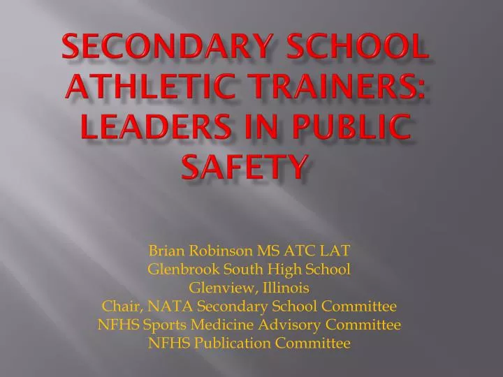 secondary school athletic trainers leaders in public safety