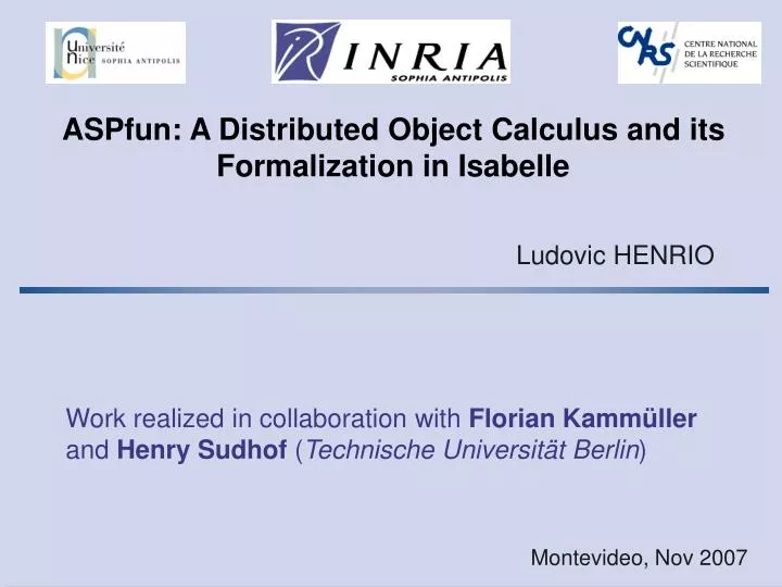 aspfun a distributed object calculus and its formalization in isabelle
