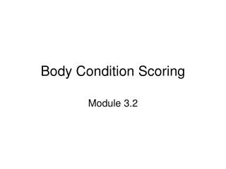 Body Condition Scoring