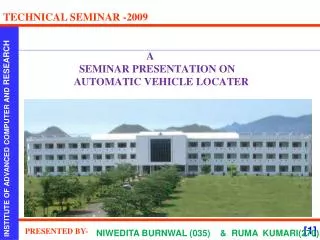 A SEMINAR PRESENTATION ON AUTOMATIC VEHICLE LOCATER