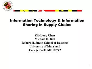 Information Technology &amp; Information Sharing in Supply Chains