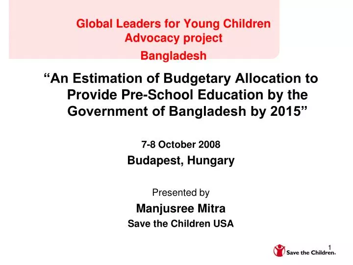 global leaders for young children advocacy project bangladesh